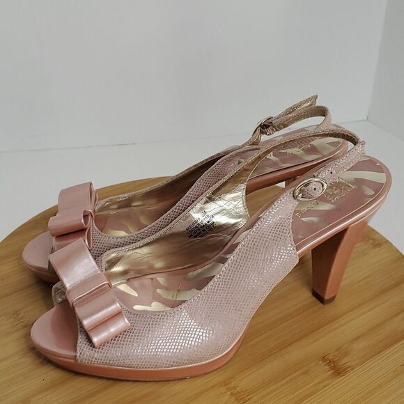 Anne Klein High Heel Shoes Akeuropa Pink Peep Toe Bow Slingback Size 9 M - Picture 7 of 11